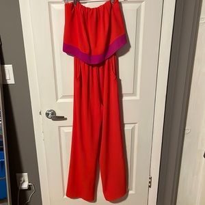 Vici Red and Purple Jumpsuit size M worn twice